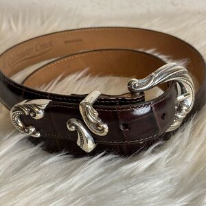 Coldwater Creek Dark Brown Belt with Ornate Silver Buckle